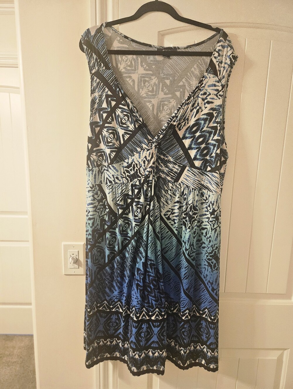 Style & Co. Blue Black White Geometric Midi Dress Size 3X